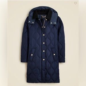 J. Crew Navy Quilted Puffer Coat